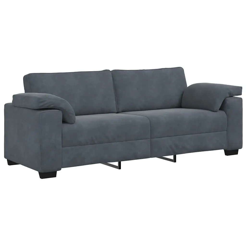 Grey Velvet 3-Seater Sofa for Relaxation 220x77x82cm