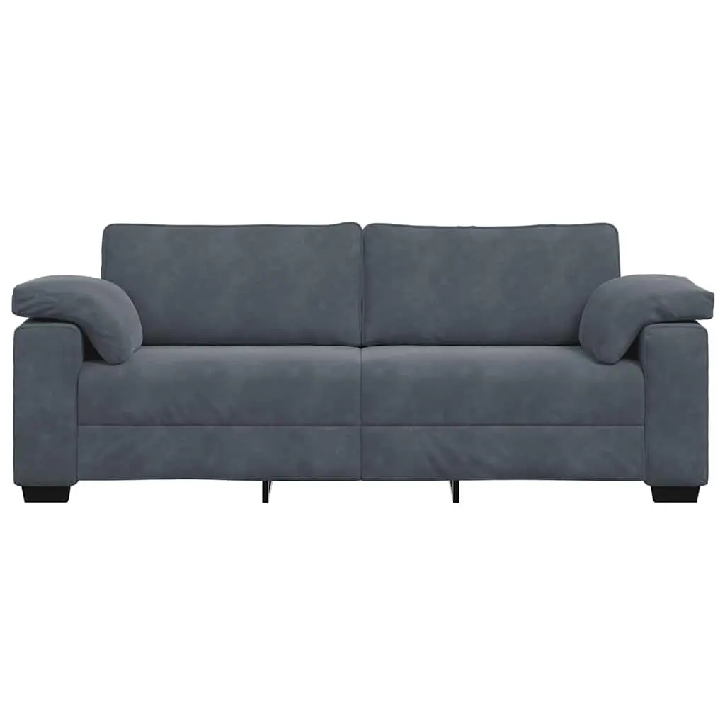 Grey Velvet 3-Seater Sofa for Relaxation 220x77x82cm