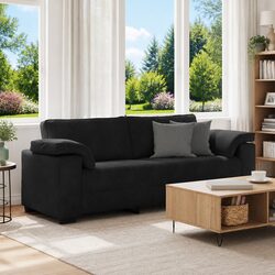 Affordable 3-Seater Black Velvet Sofa with Comfort in Mind