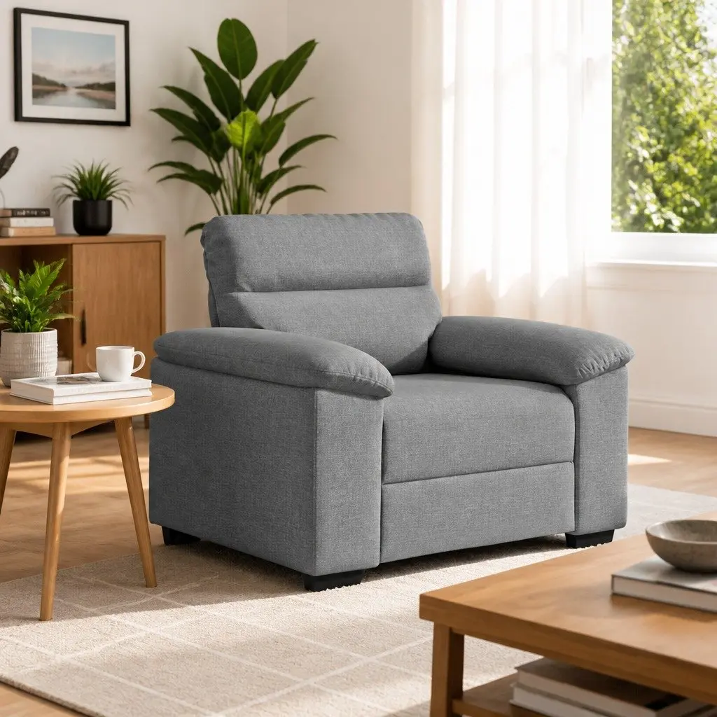 Sofa Chair Lounge Armchair Relaxing Reading 100x81x84cm Grey Fabric