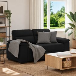 Comfortable and Reliable Black Fabric Sofa for Two
