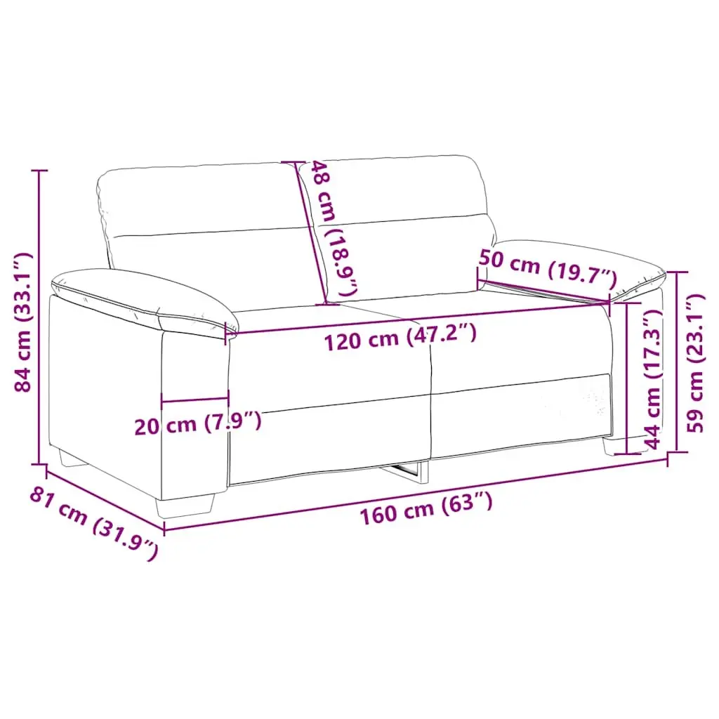 Black Fabric Sofa for Two