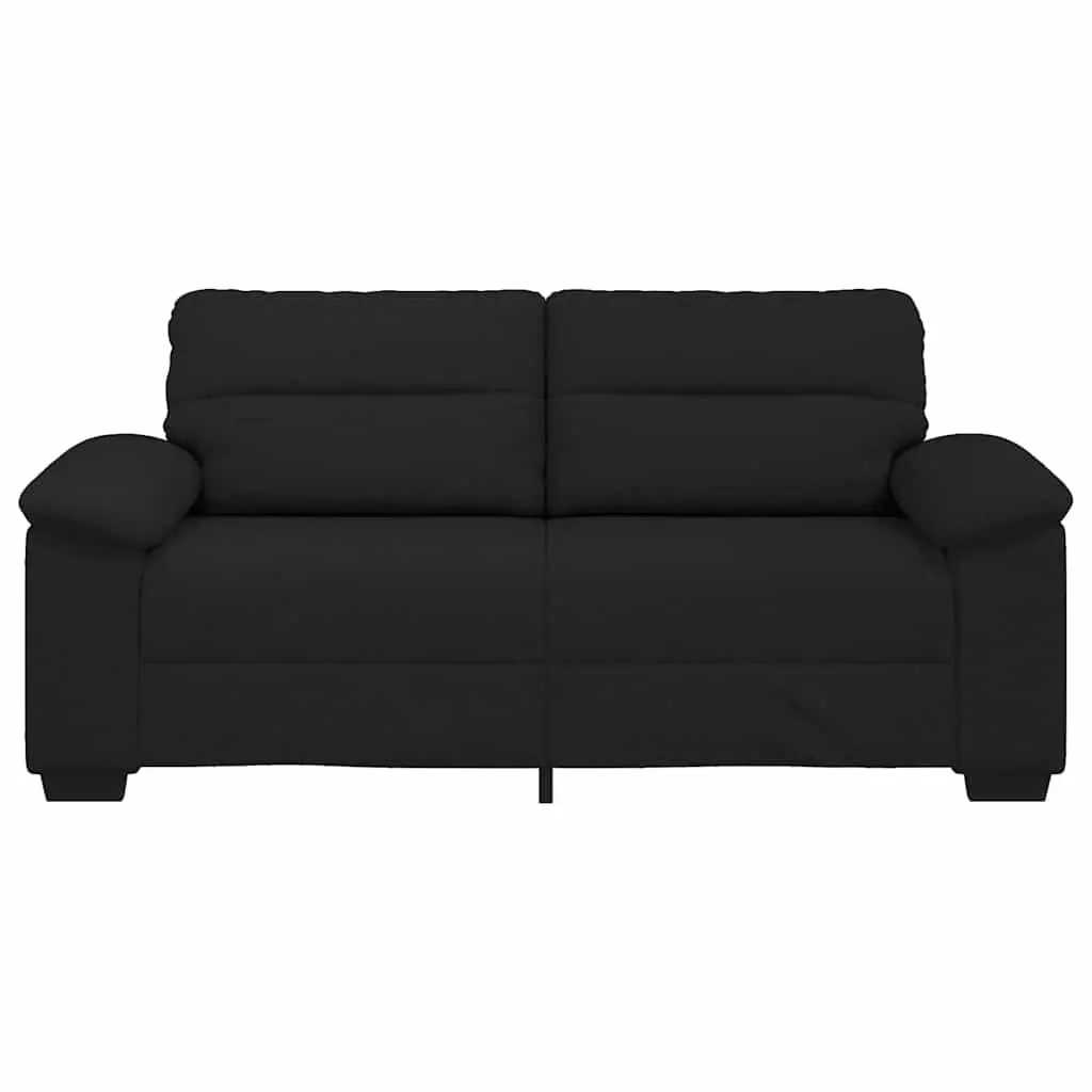 2-Seater Sofa Black Fabric Lounge Living Room Furniture Comfortable Armrests