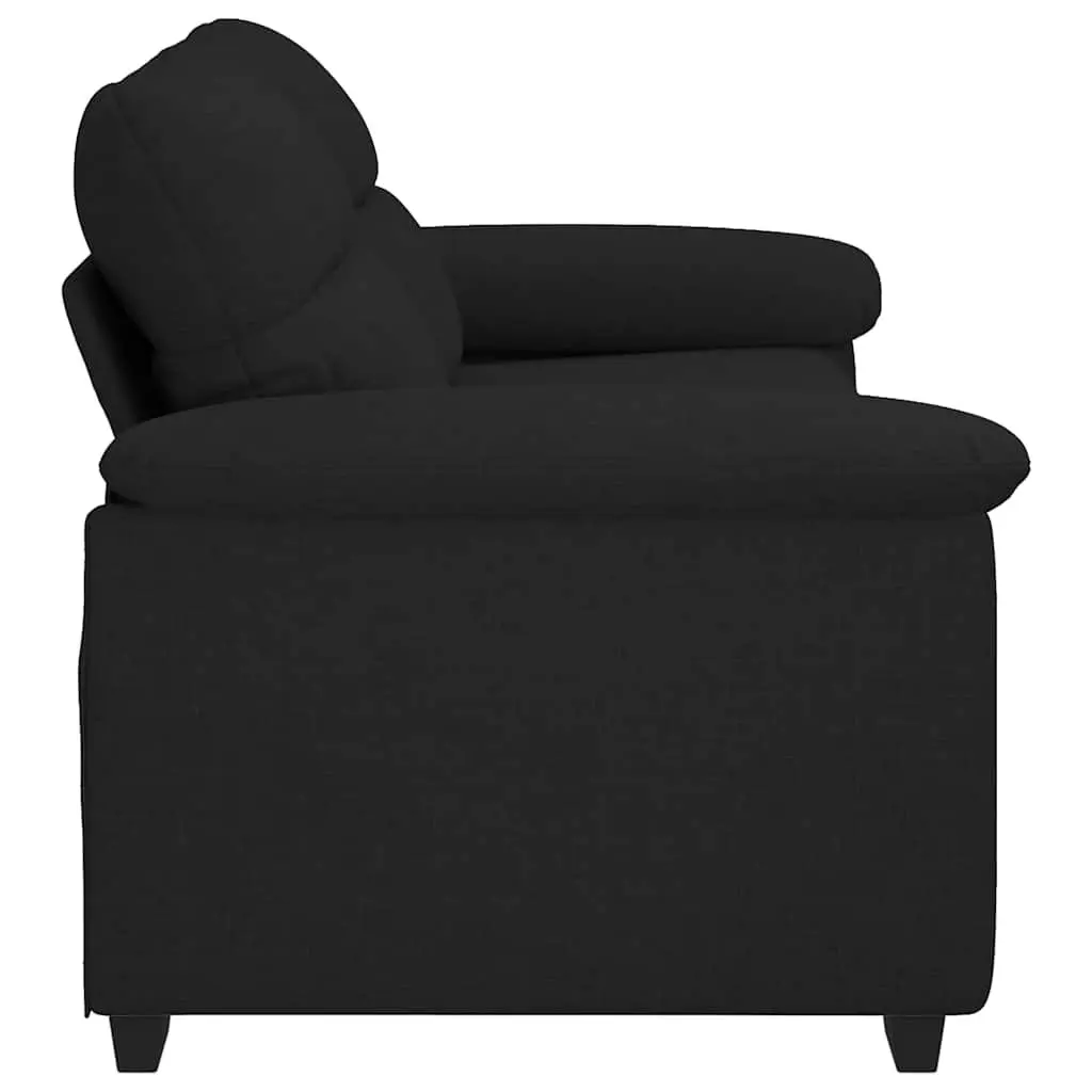2-Seater Sofa Black Fabric Lounge Living Room Furniture Comfortable Armrests