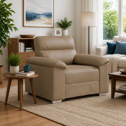 Comfortable and Reliable Brown Faux Leather Sofa Chair