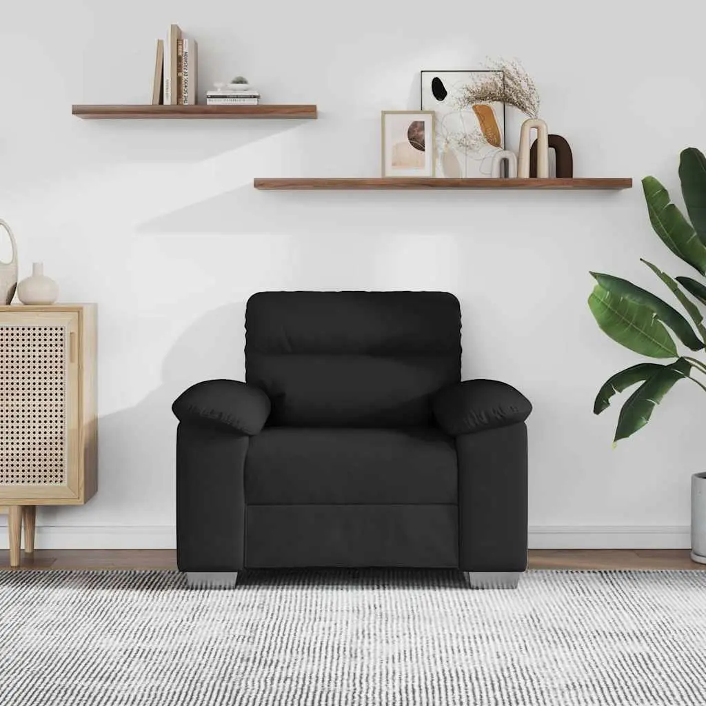 Sofa Chair Black Lounge Seat Faux Leather Armrests Padded Backrest Living Room