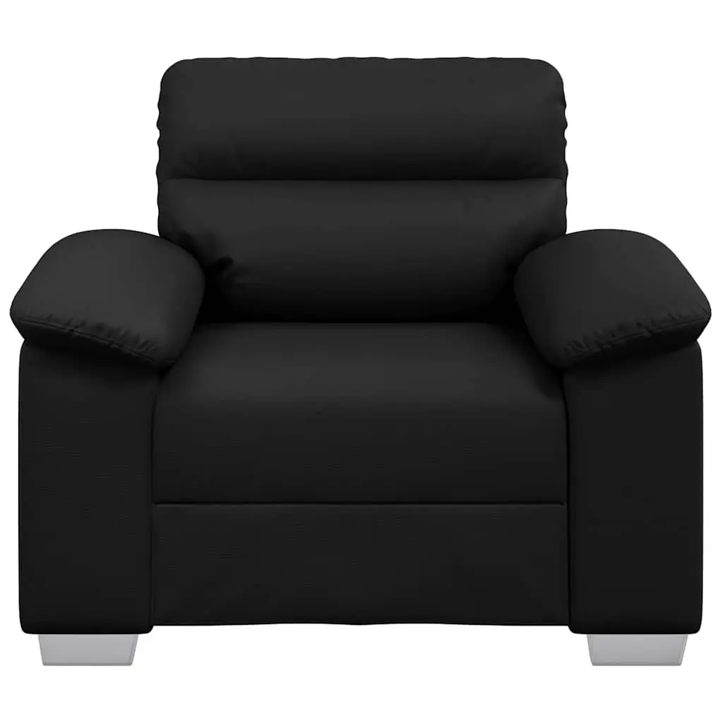 Sofa Chair Black Lounge Seat Faux Leather Armrests Padded Backrest Living Room