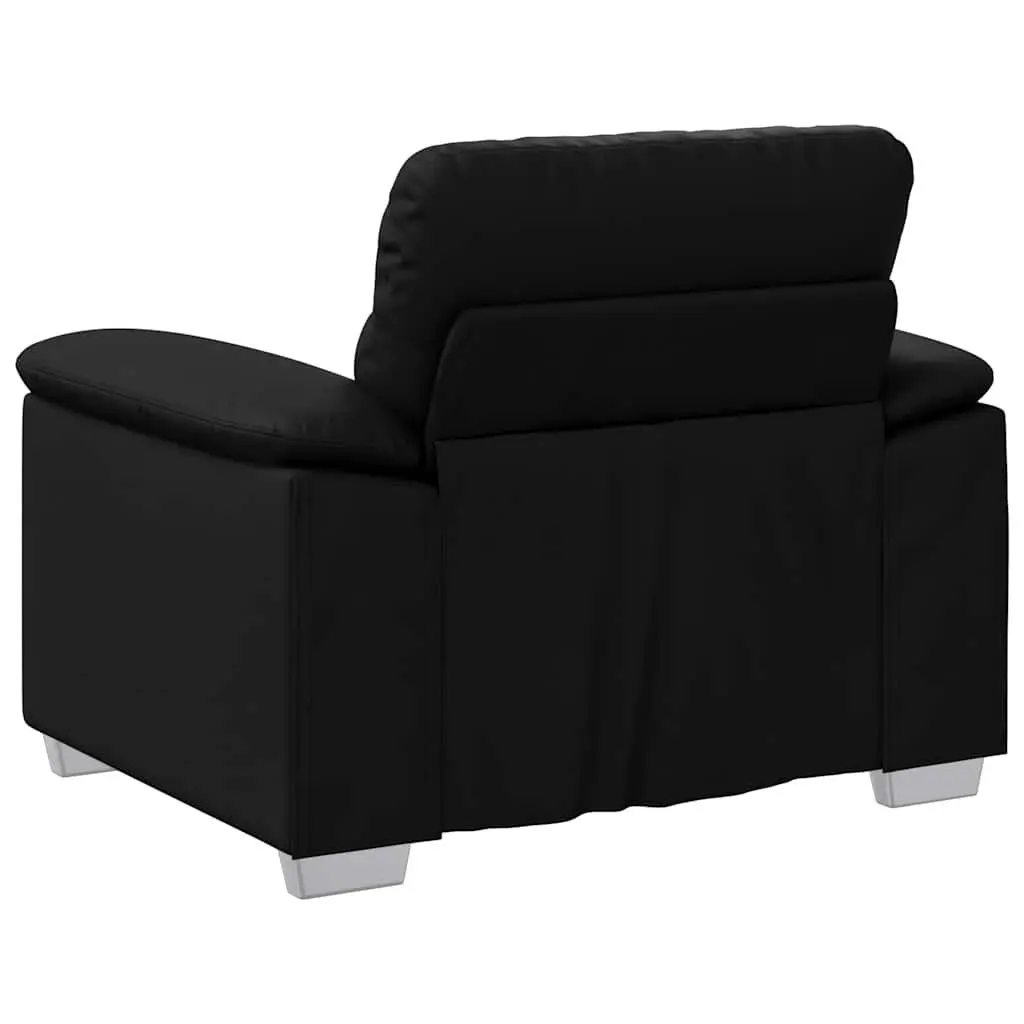 Sofa Chair Black Lounge Seat Faux Leather Armrests Padded Backrest Living Room