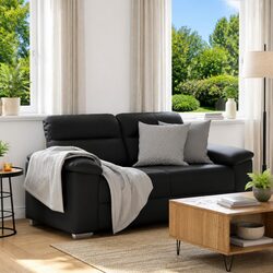 2-Seater Sofa Black Faux Leather Lounge Couch Living Room Furniture 160x81x84cm