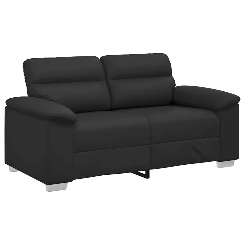 2-Seater Sofa Black Faux Leather Lounge Couch 160x81x84cm