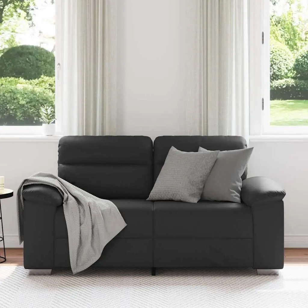 2-Seater Sofa Black Faux Leather Lounge Couch 160x81x84cm