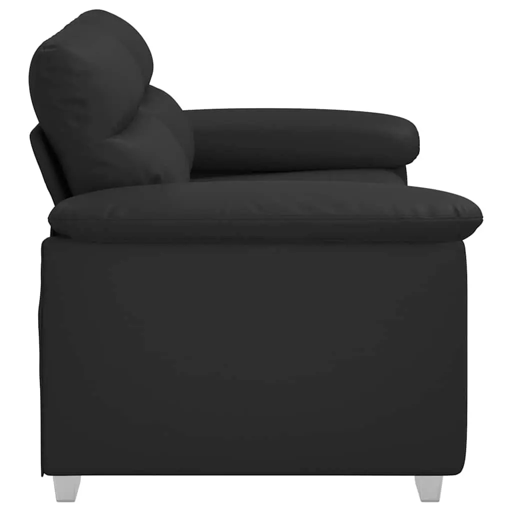 2-Seater Sofa Black Faux Leather Lounge Couch 160x81x84cm