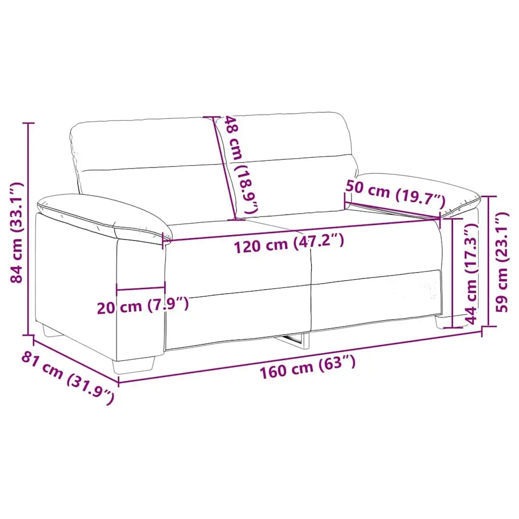2-Seater Sofa Black Faux Leather Lounge Couch 160x81x84cm