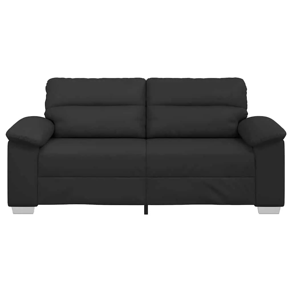 2-Seater Sofa Black Faux Leather Lounge Couch Living Room Furniture