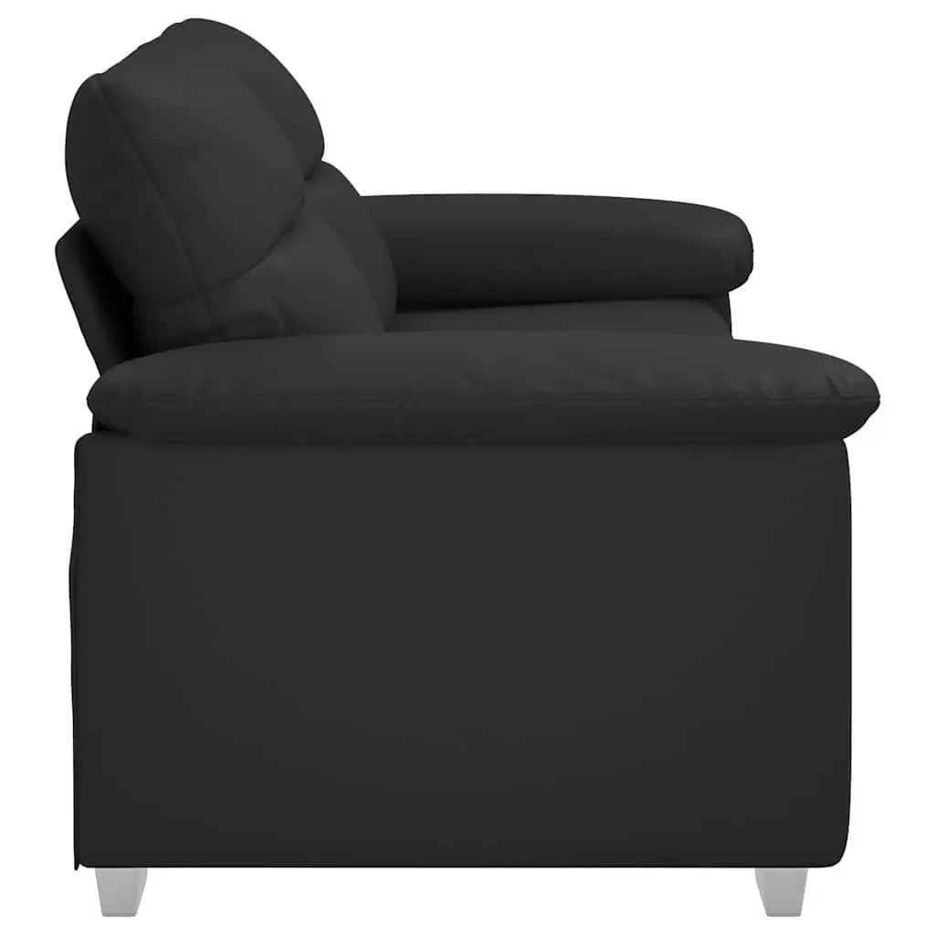 2-Seater Sofa Black Faux Leather Lounge Couch Living Room Furniture
