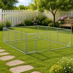Outdoor Dog Kennel 3x4x1m Galvanised Steel Cage Enclosure Hexagonal Mesh Door