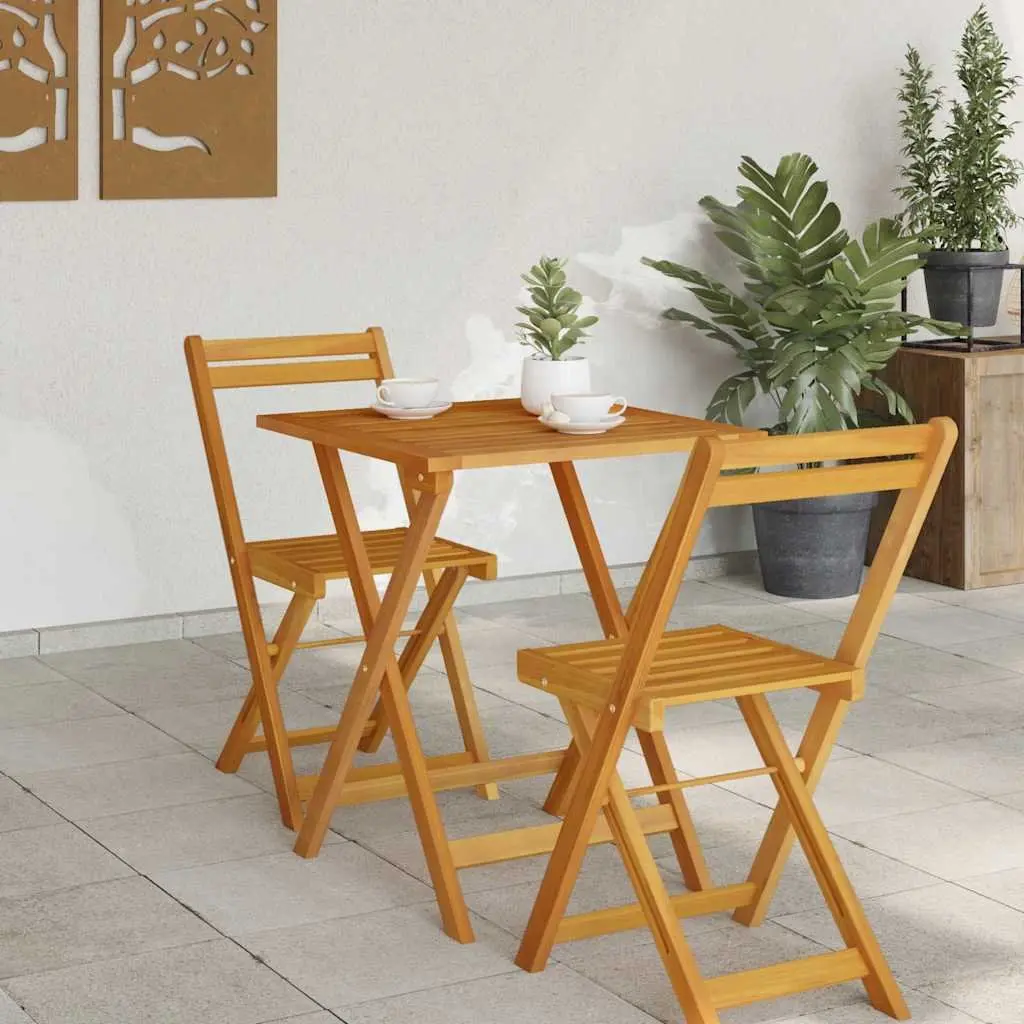 Folding Garden Table Outdoor Dining 60x60x72cm Natural Brown Acacia Wood