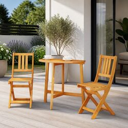 Outdoor Bistro Chairs Foldable Set 2 pcs Solid Wood Garden Patio Seating Brown