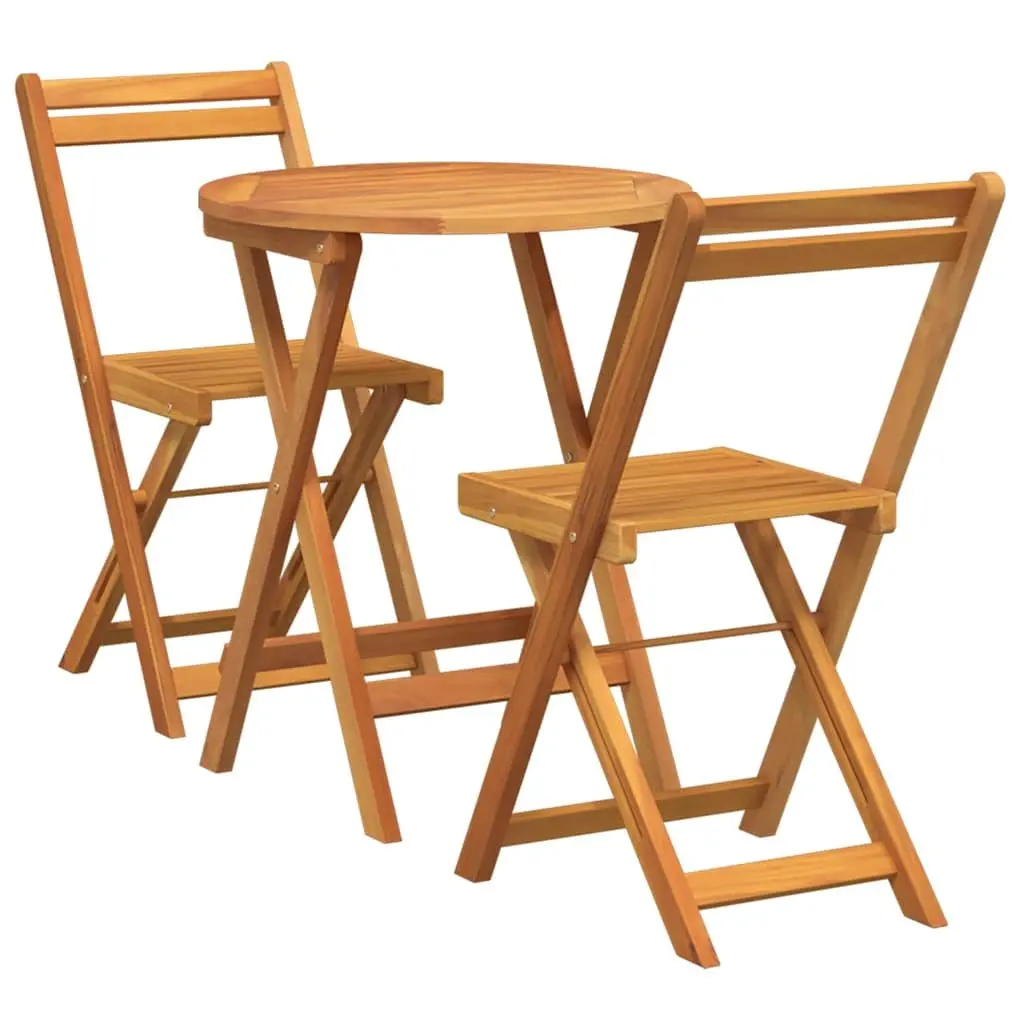 Garden Dining Set 3 Piece Outdoor Table Chairs Brown Acacia Wood