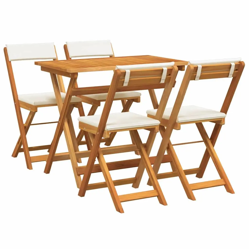 Folding Bistro Set 5 Pieces Outdoor Dining Table and Chairs Brown Acacia
