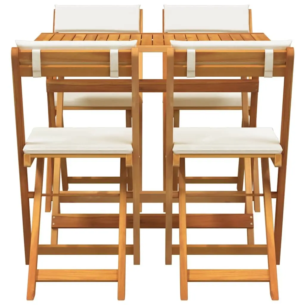 Folding Bistro Set 5 Pieces Outdoor Dining Table and Chairs Brown Acacia