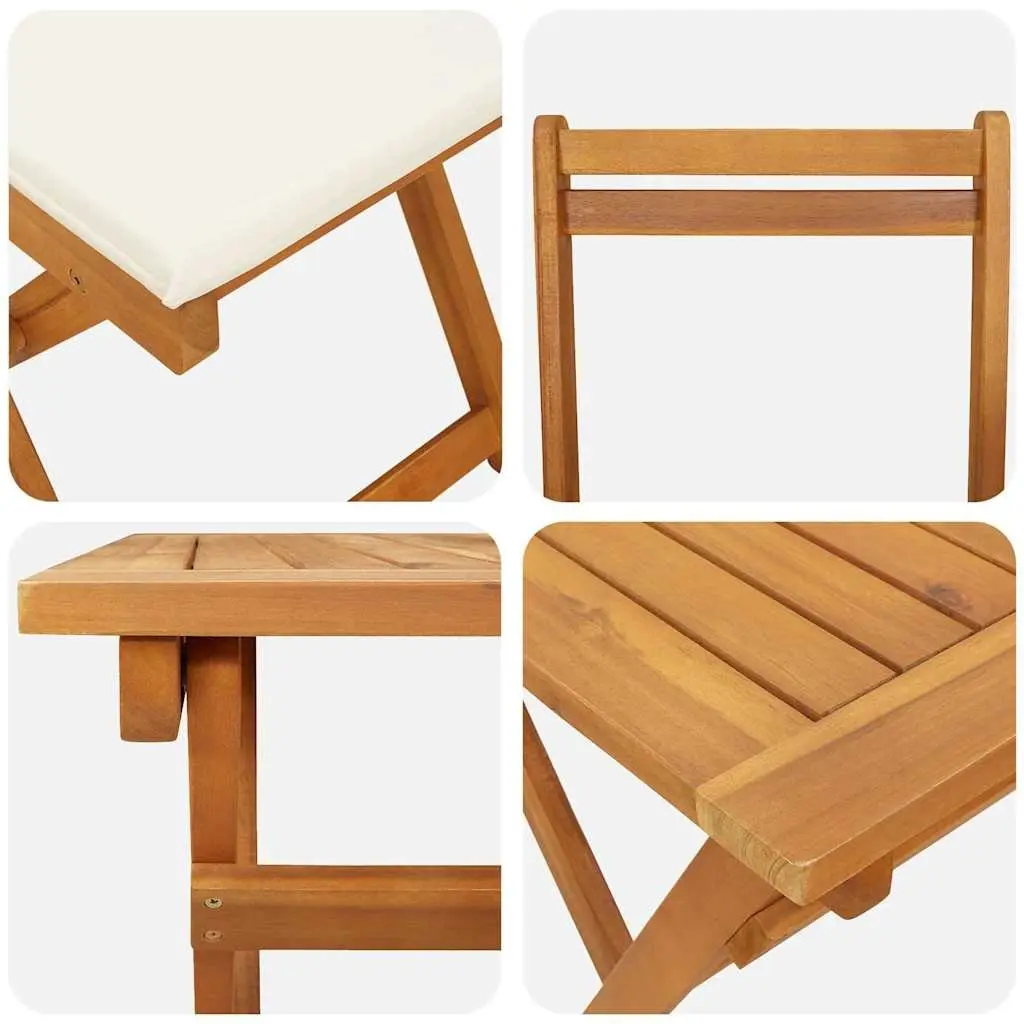 Folding Bistro Set 5 Pieces Outdoor Dining Table and Chairs Brown Acacia