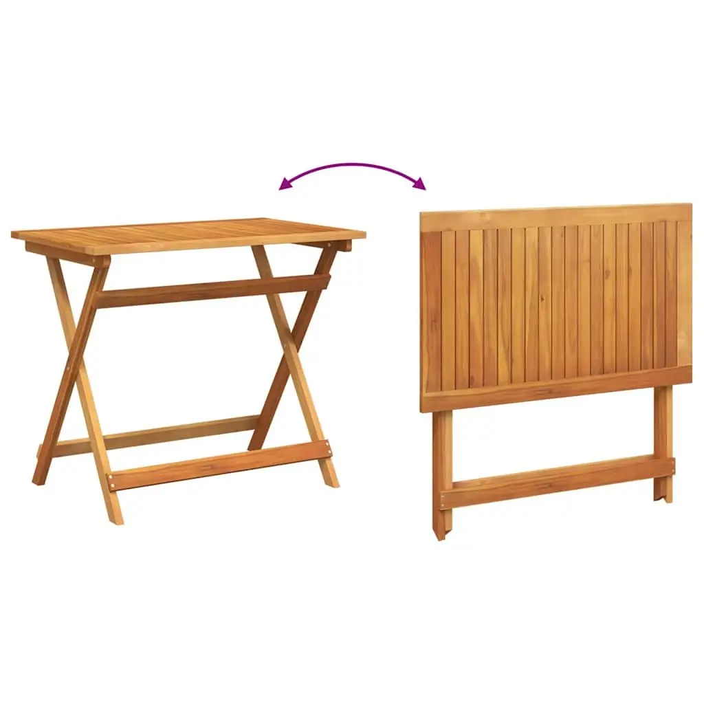 Folding Bistro Set 5 Pieces Outdoor Dining Table and Chairs Brown Acacia