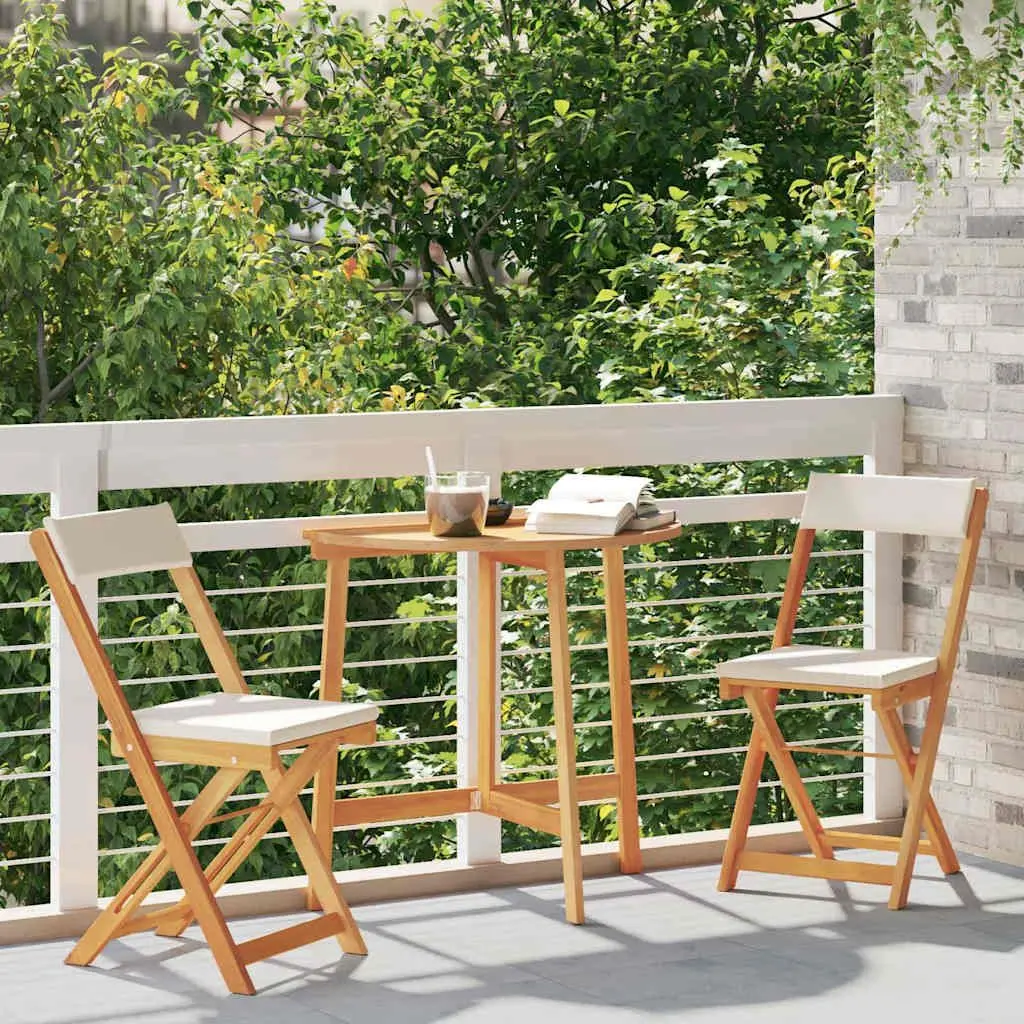 Bistro Set 3 Piece Outdoor Garden Patio Furniture Foldable Chairs Brown