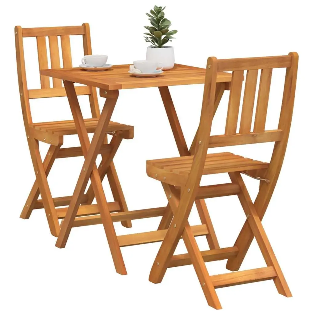 Folding Bistro Set Outdoor Dining Table and Chairs 3 Piece Brown