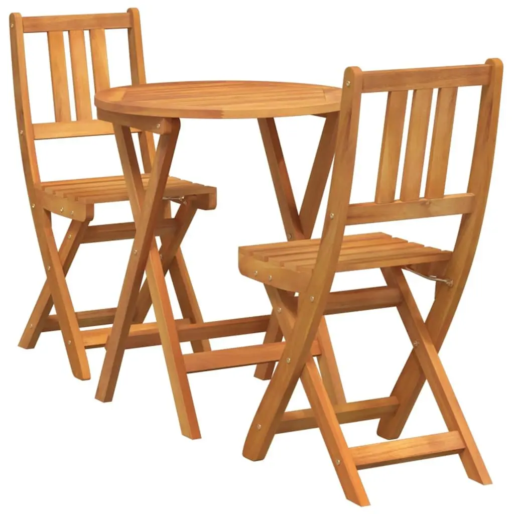 Folding Bistro Set Outdoor Dining Table Chairs 3 Piece Brown