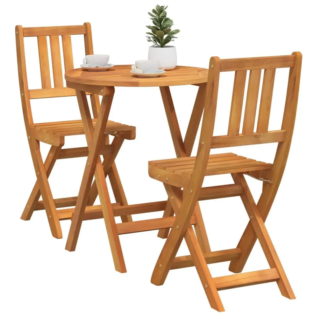 Folding Bistro Set Outdoor Dining Table Chairs 3 Piece Brown