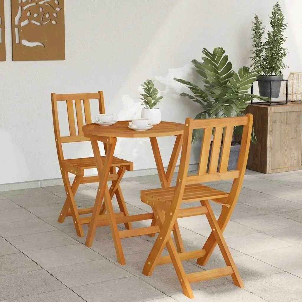 Folding Bistro Set Outdoor Dining Table Chairs 3 Piece Brown