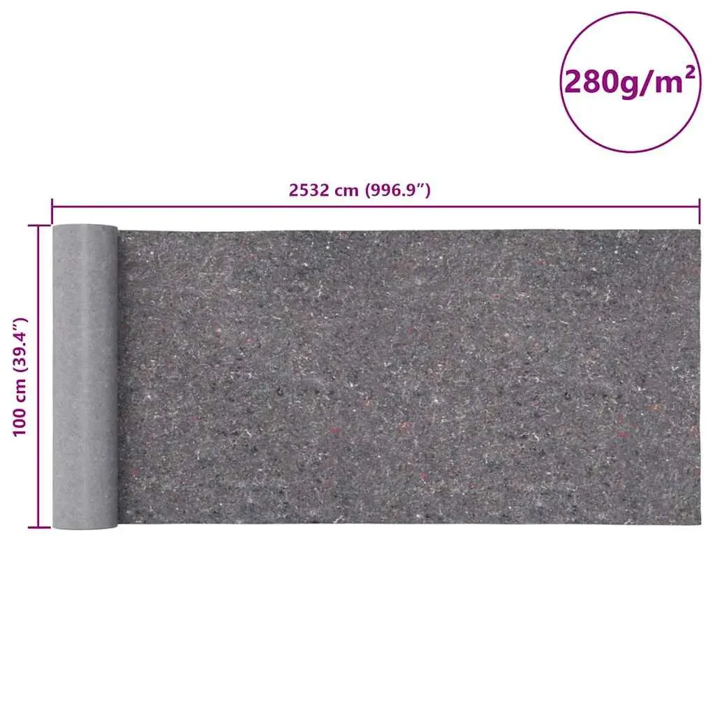Painter Fleece Roll Floor Protection Cover 25m Non-slip Grey
