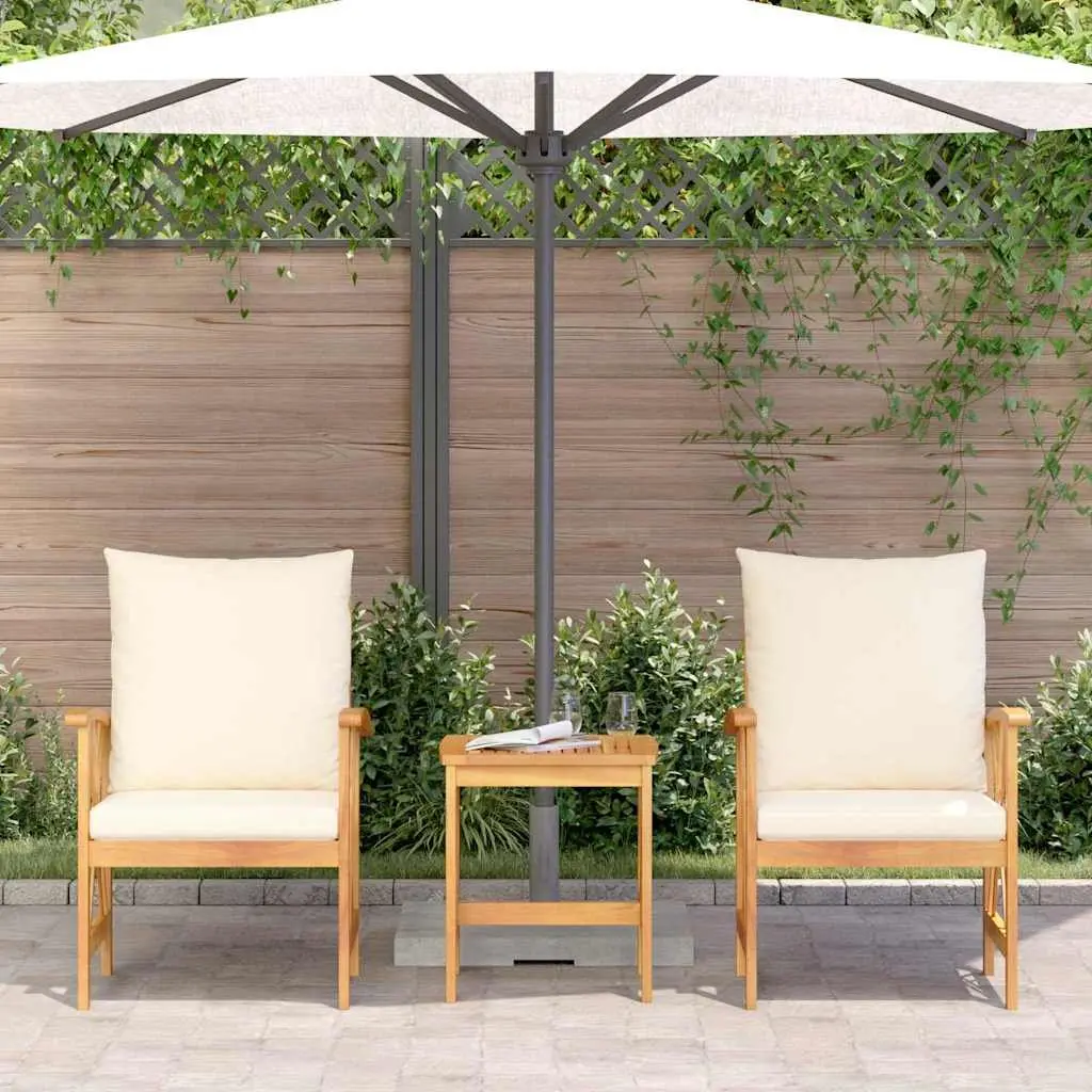 Garden Sofa Set 3 Piece Outdoor Lounge Seating Brown Solid Acacia Wood with Cushions