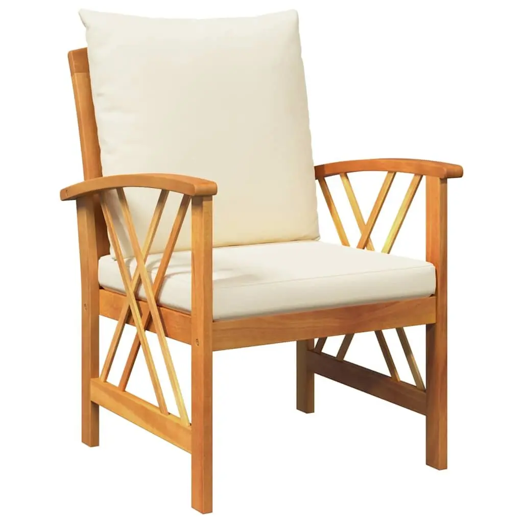 Garden Sofa Set 3 Piece Outdoor Lounge Seating Brown Solid Acacia Wood with Cushions