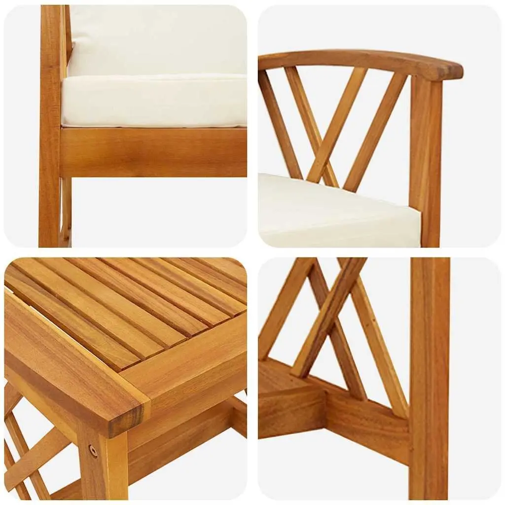 Garden Sofa Set 3 Piece Outdoor Lounge Seating Brown Solid Acacia Wood with Cushions