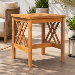 Warm Acacia Wood Side Table for Outdoor Use