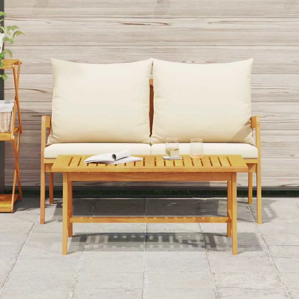 Acacia Wood Coffee Table Outdoor Use Brown Oil Finish Garden Furniture