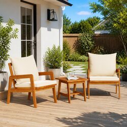 Comfortable Outdoor Bistro Set in Acacia Wood - 3 Pieces