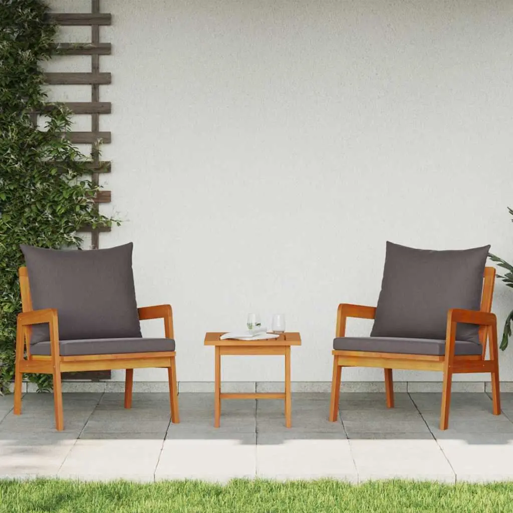 Garden Chair Set Outdoor Seating 2 Piece Brown Solid Acacia Wood with Cushion