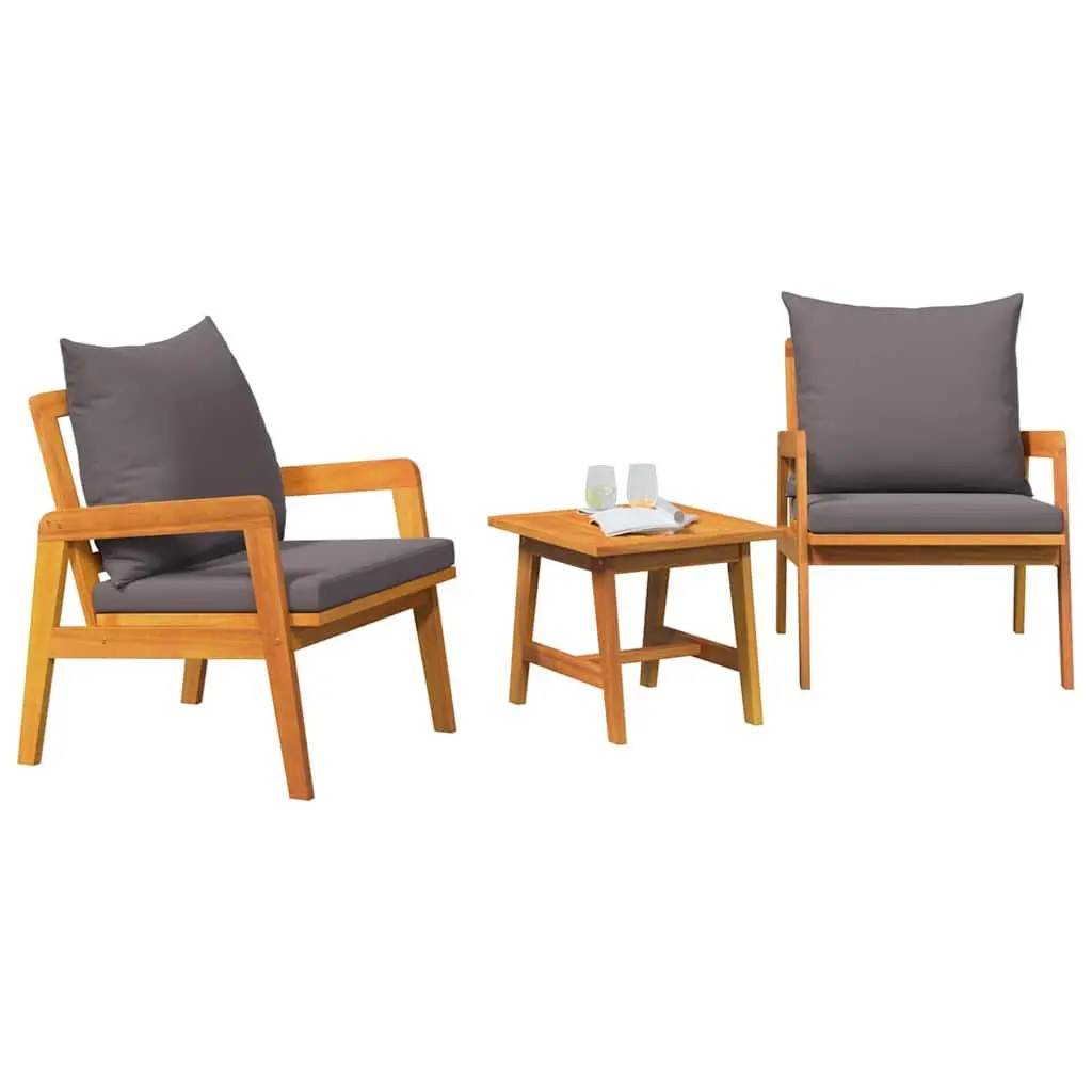 Outdoor Bistro Set 3 Piece Brown Acacia Wood Garden Furniture