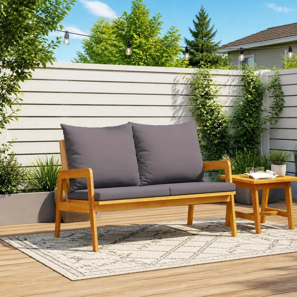 Solid Acacia Wood Garden Bench for Comfort
