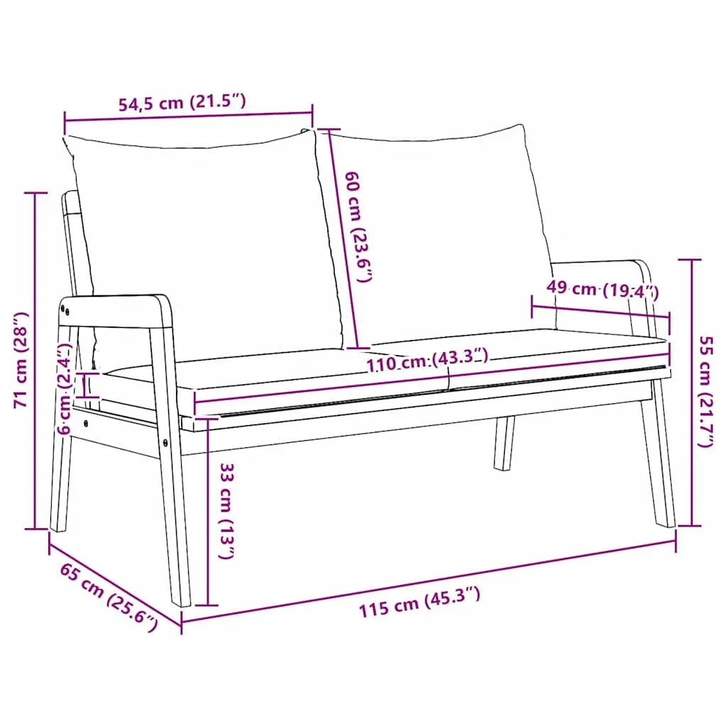 Solid Acacia Wood Garden Bench for Comfort