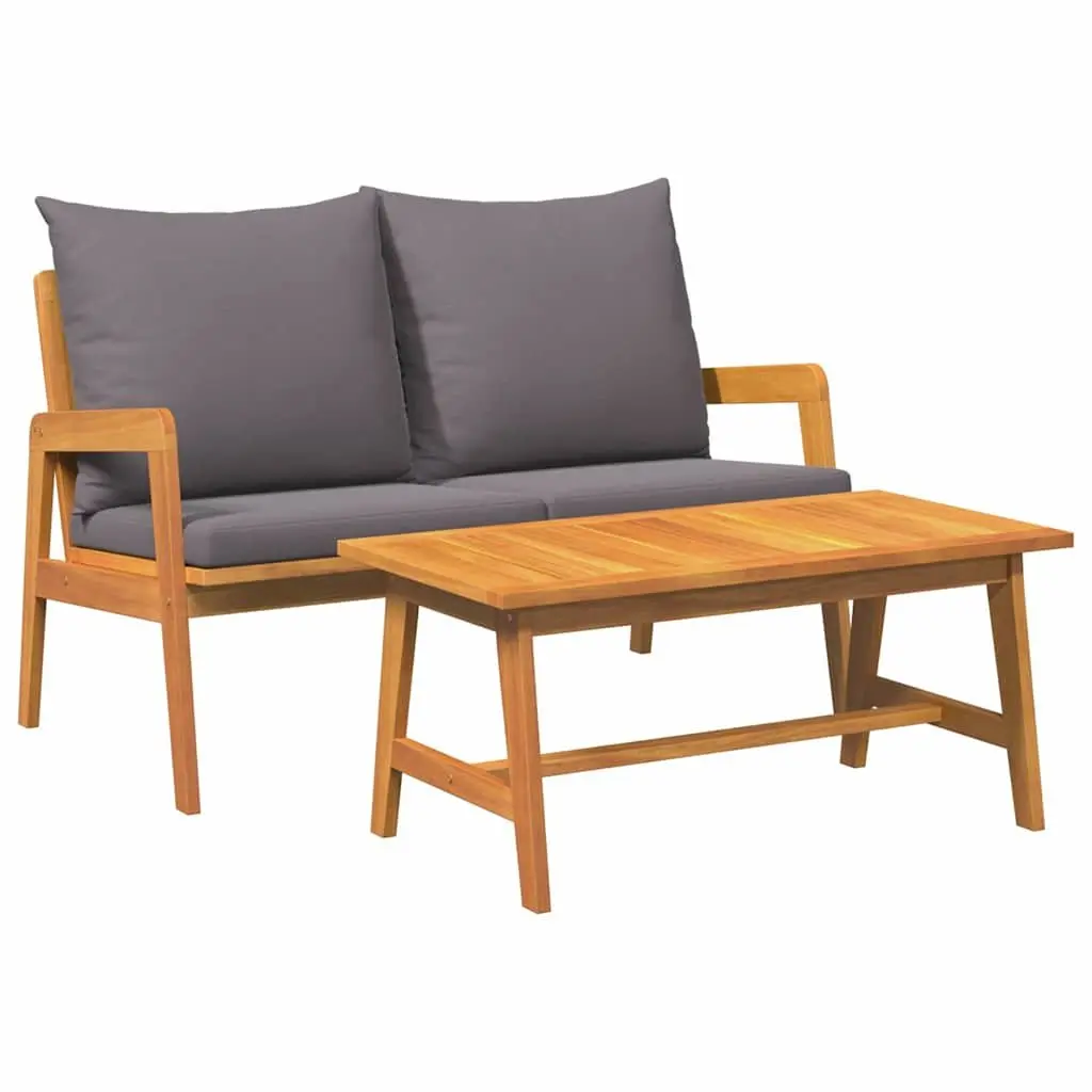 Bistro Set Outdoor Garden Table Chairs 2 Piece Solid Acacia Wood Brown