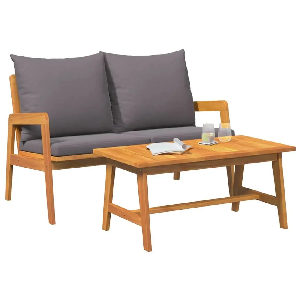 Bistro Set Outdoor Garden Table Chairs 2 Piece Solid Acacia Wood Brown