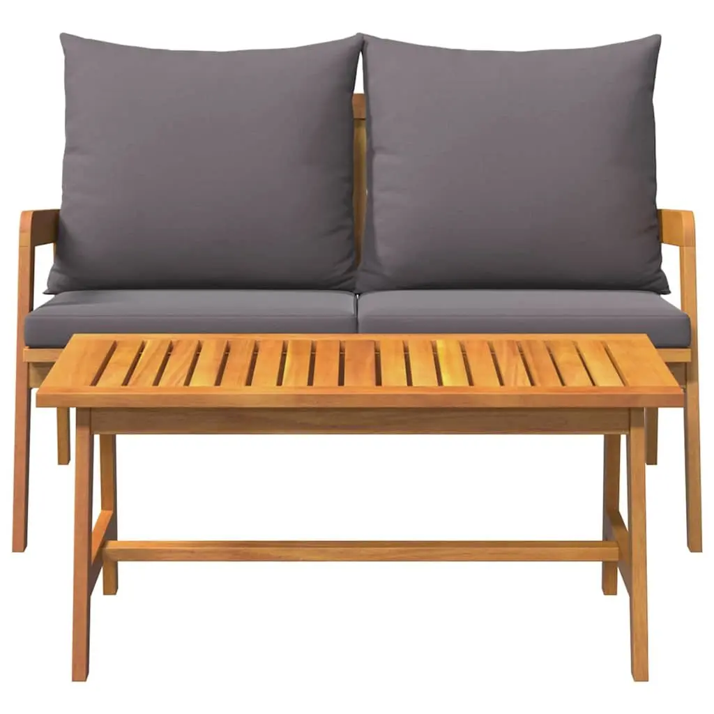 Bistro Set Outdoor Garden Table Chairs 2 Piece Solid Acacia Wood Brown