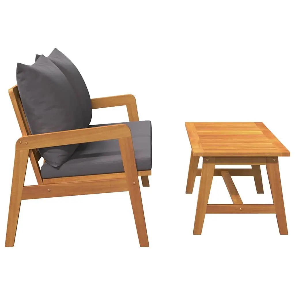 Bistro Set Outdoor Garden Table Chairs 2 Piece Solid Acacia Wood Brown