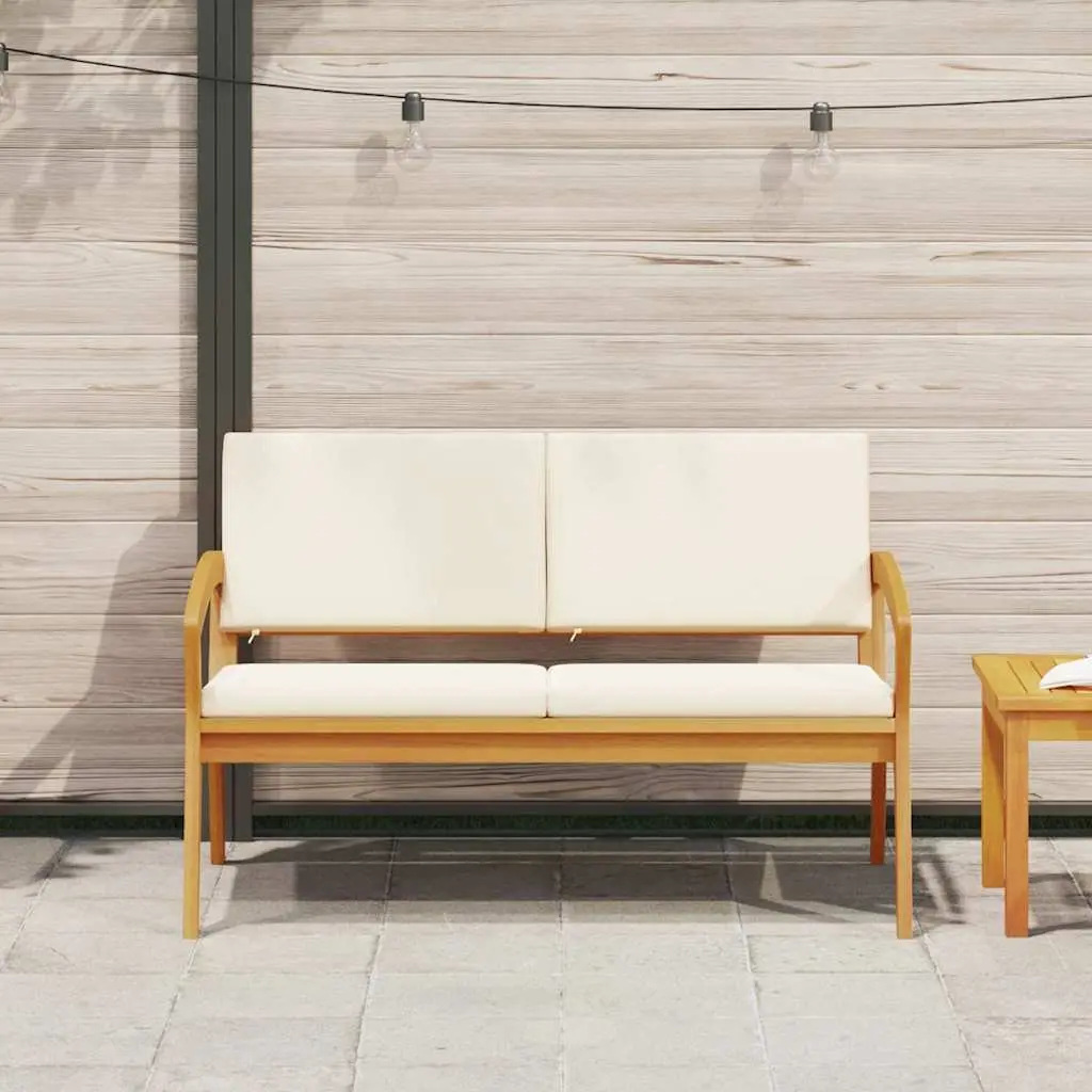Garden Bench with Cushion Solid Acacia Wood Outdoor Furniture Brown Oil Natural