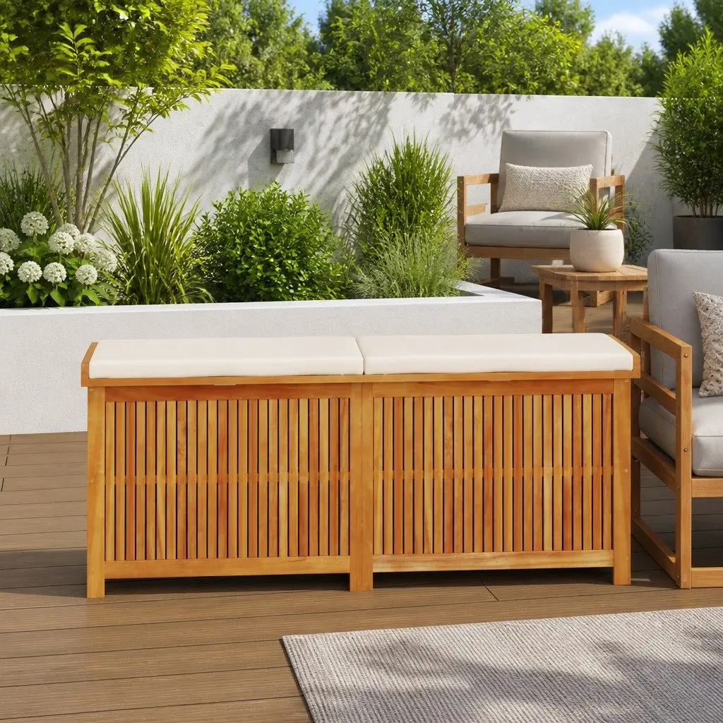 Outdoor Cushion Storage Box 150x50x60.5cm Garden Deck Brown