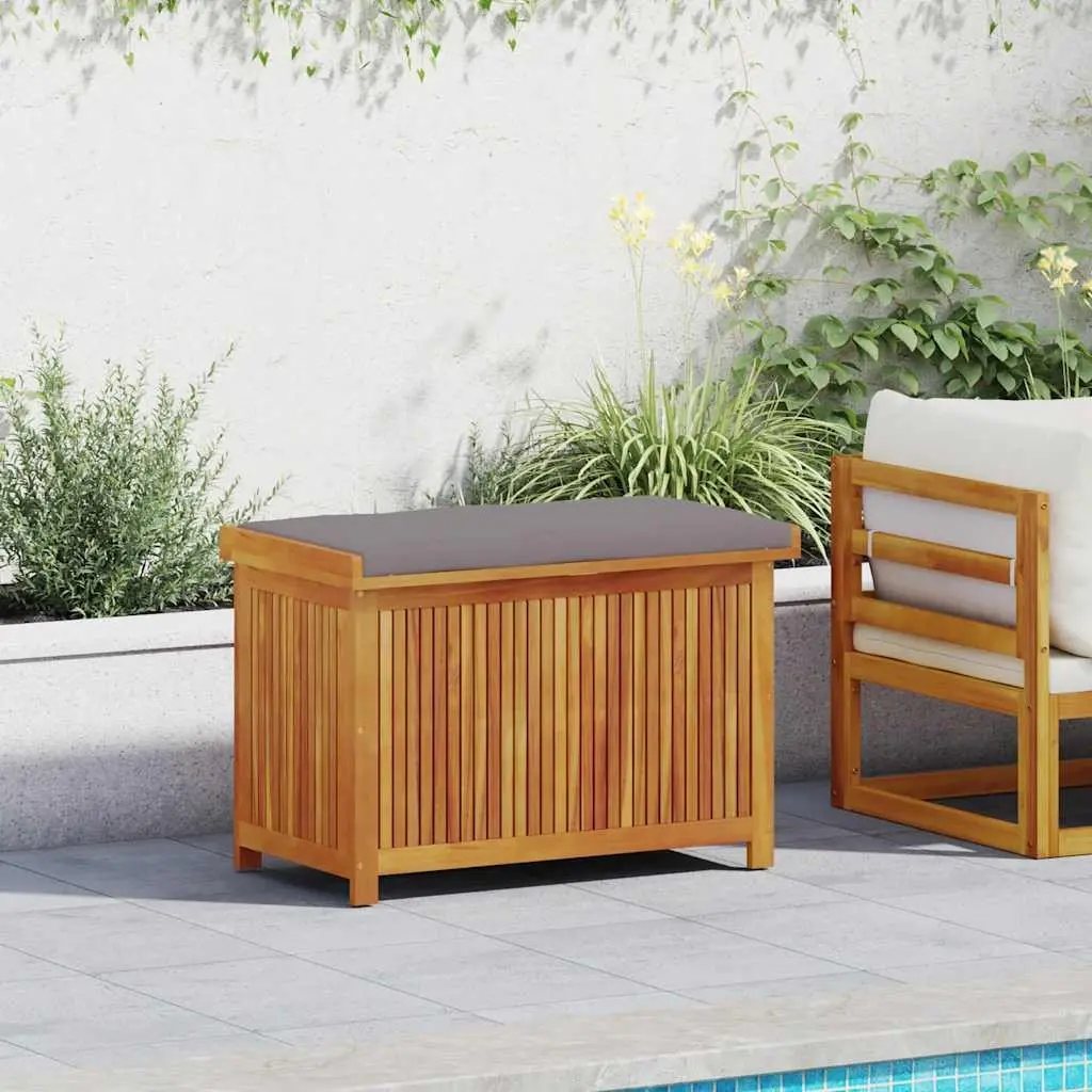 Outdoor Cushion Storage Box 90x50x60.5cm Solid Acacia Wood Garden Deck Organiser